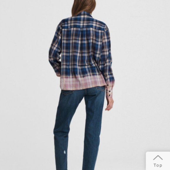 Rag & Bone Florian Plaid Shirt, Cropped, signature fish eye buttons NWOT - Picture 3 of 12